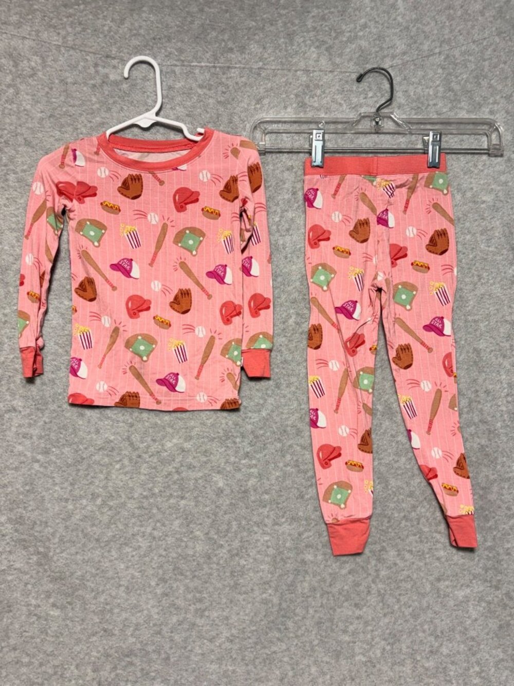 Little Sleepies 2T Baseball Bamboo Viscose Two-Piece Pajama Set Pink